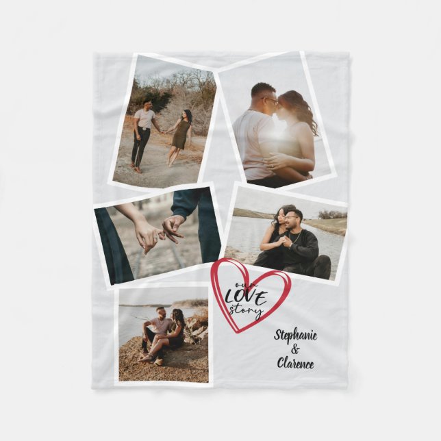 Our Love Story Personalised Valentines Photo Fleece Blanket (Front)