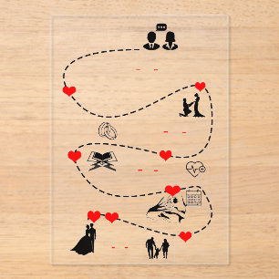 Our Love Story Timeline Poster Acrylic Invitations