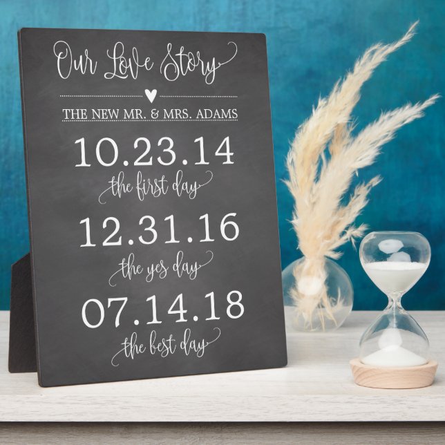 Our Love Story Timeline Wedding Sign Decor Plaque (Side)