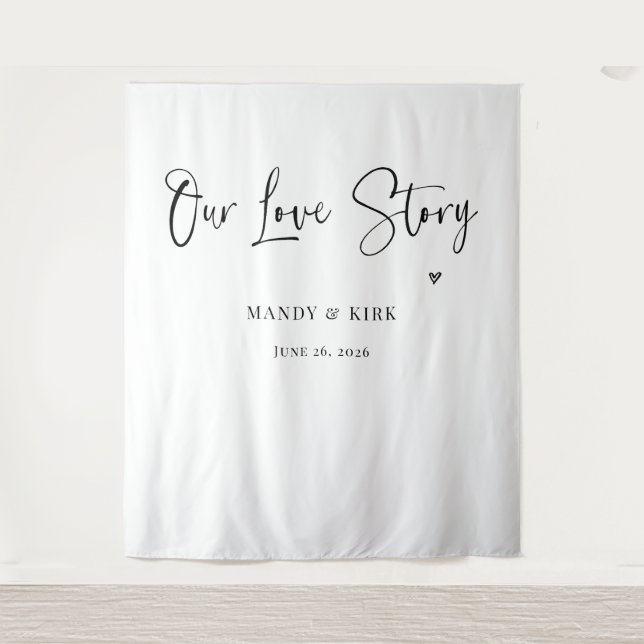 our love story Wedding Backdrop  Tapestry (Front)