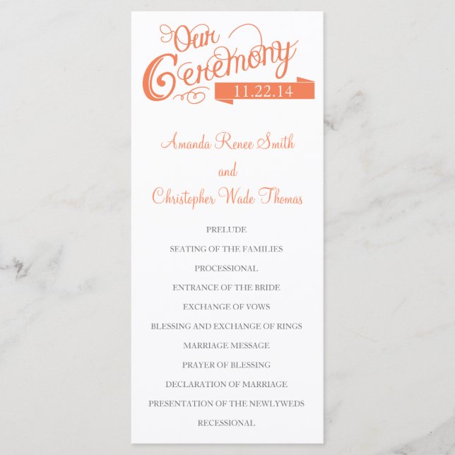 Our Love Story Wedding Program Programme (Front)