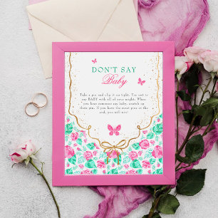 Our Lovely One Don't Say Baby Shower Game Sign