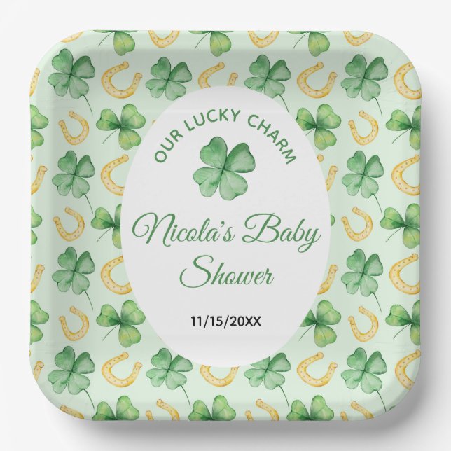 Our Lucky Charm St Patrick's Baby Shower Paper Plate (Front)