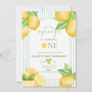  Our Main Squeeze Lemon 1st Birthday Invitation