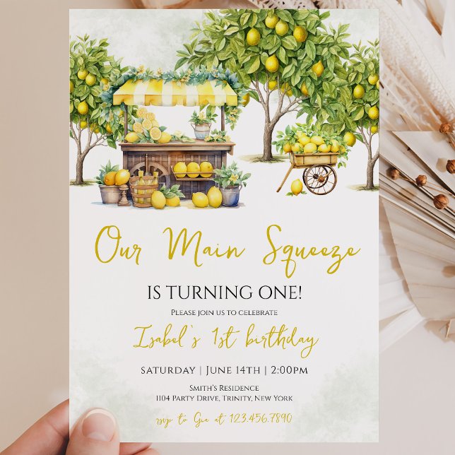 Our Main Squeeze Lemon Birthday Invitation (Creator Uploaded)