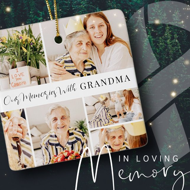 Our Memories with Grandma Modern Photo Collage Ceramic Ornament (Creator Uploaded)