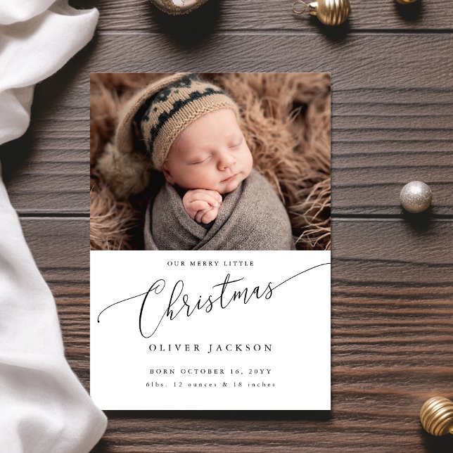 Our Merry Little Christmas Baby Birth Announcement (Front)