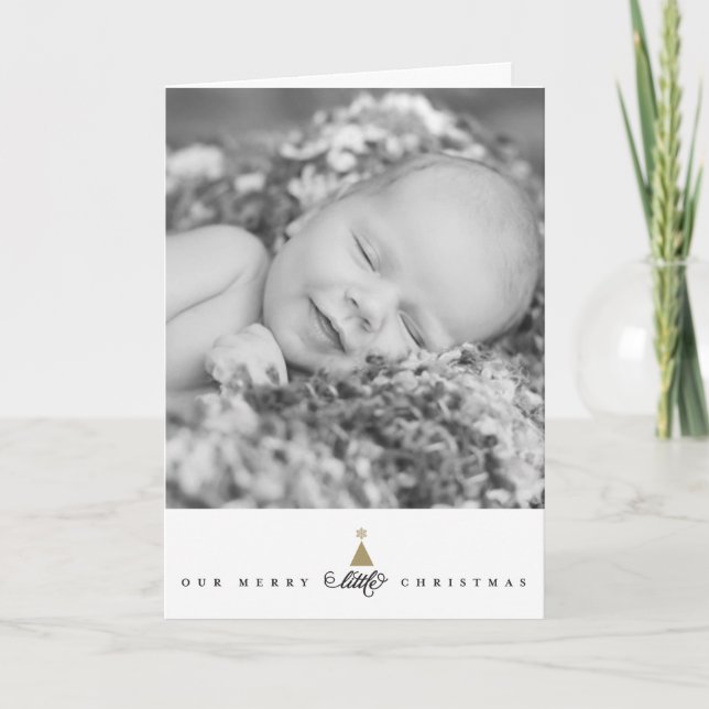 Our Merry Little Christmas Cute Baby 1st Christmas Holiday Card (Front)