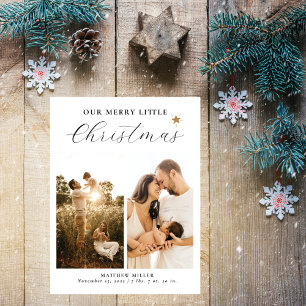 Our Merry Little Christmas Star Baby Announcement Postcard