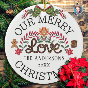 Our Merry LOVE Christmas Personalised Family Ceramic Tree Decoration