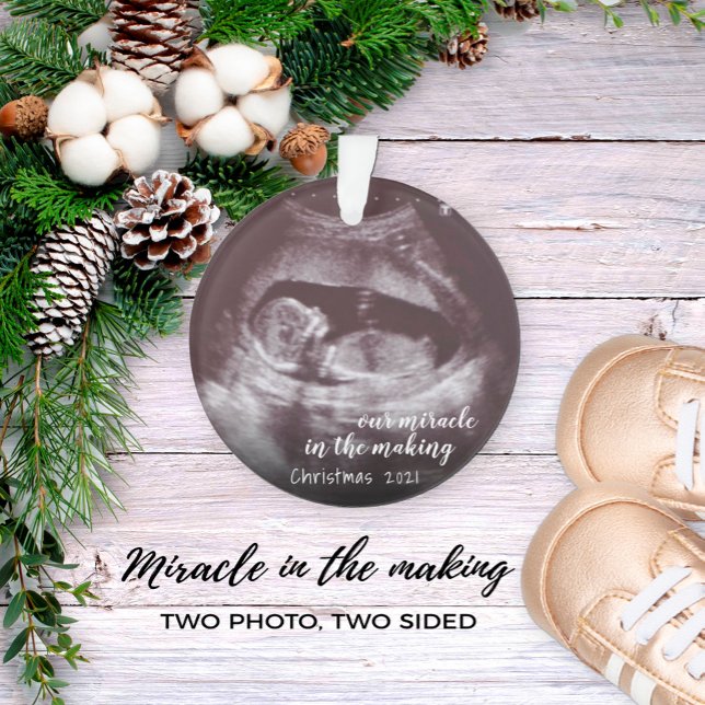 Our Miracle In Making Ultrasound Sonogram Photo Ornament (Creator Uploaded)