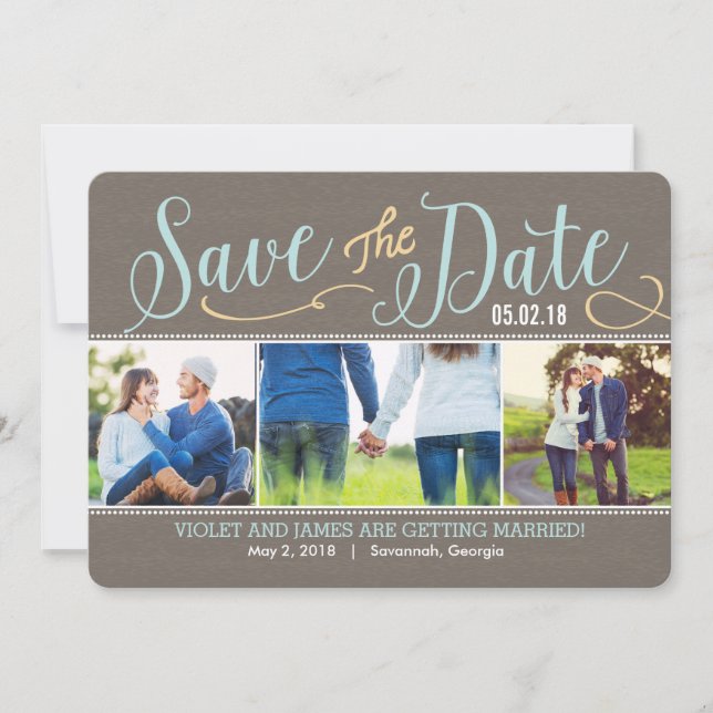 Our Moments Save The Date Card - Blue (Front)