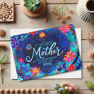 Our Mother, Our World Pretty Blue Floral Fun Card