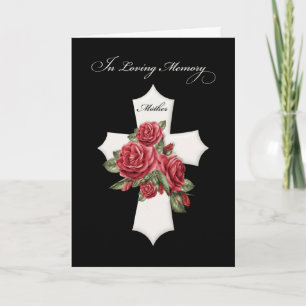 OUR Mother Religious Sympathy Cross with Red Roses Card