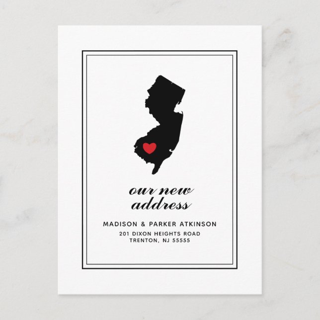 Our New Address in NJ | Mark Your City W/Heart Postcard (Front)