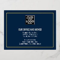 Our New Address Information - Navy - Business Logo