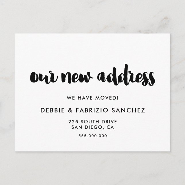 Our new address Modern font moving announcement Postcard (Front)