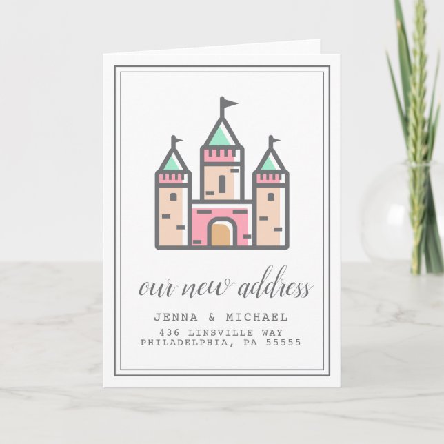 Our New Address | Pastel Castle Home Card (Front)