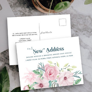 Our New Address Peonies Floral Moving Announcement Postcard