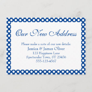 Our New Address w/ Dark Blue and White Polka Dots Enclosure Card