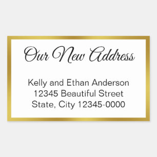 Our New Address White and Gold Moving Announcement Rectangular Sticker