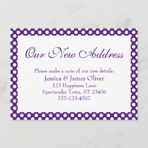 Our New Address with Purple and White Polka Dots Enclosure Card