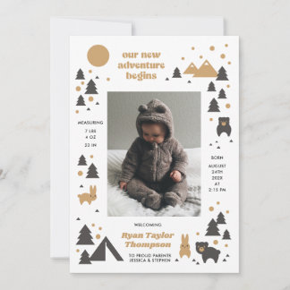 Our New Adventure Modern Mtn Birth Announcement
