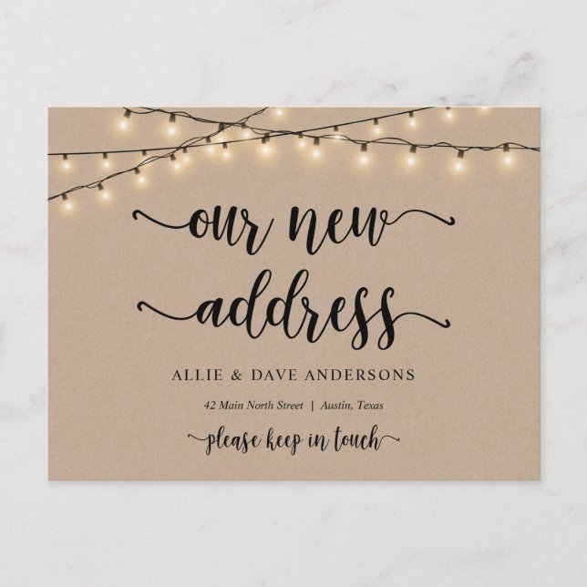 Our New Home Address, Moving Announcement, Kraft Postcard (Front)