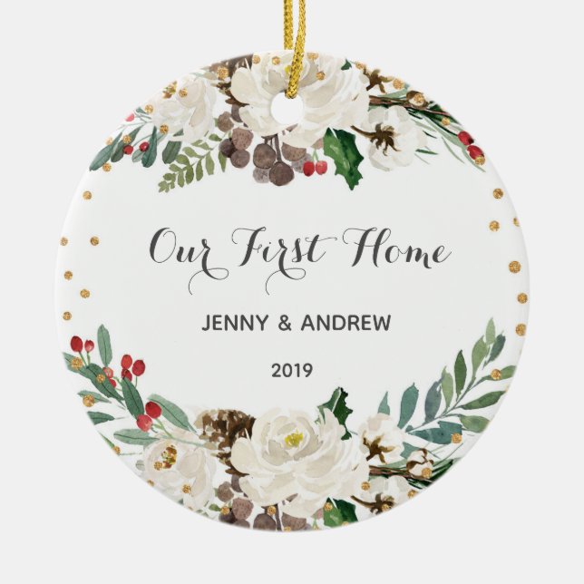 Our New Home Christmas Ceramic Tree Decoration (Front)