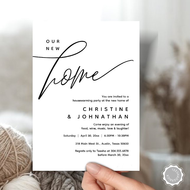 Our New Home, Cosy Lovely Housewarming Party Invitation (Our New Home, Cozy Lovely Housewarming Party Invitation Card, PDF, Portrait, Black White)