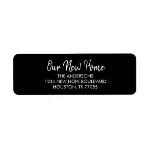 Our New Home Return Address Labels   Black