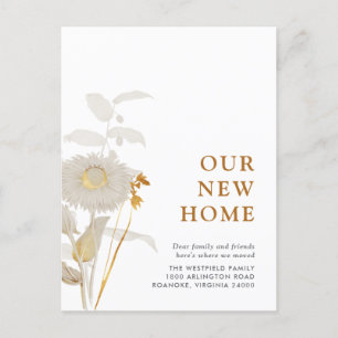 Our New Home Vintage Flowers and Foliage Moving Announcement Postcard