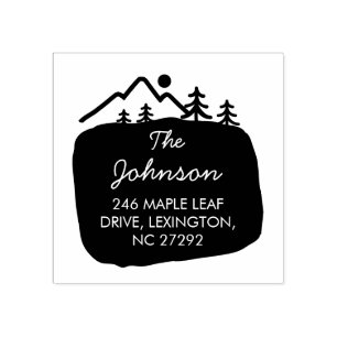 Our New House Address Announcement Mountain Rubber Stamp