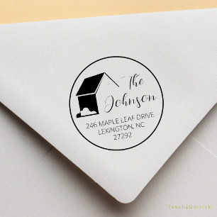 Our New House Address Announcement Round  Rubber Stamp