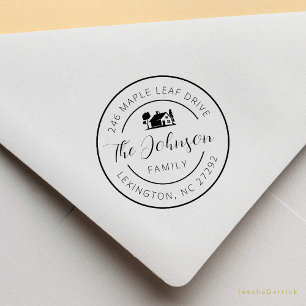 Our New House Address Announcement Round  Rubber Stamp