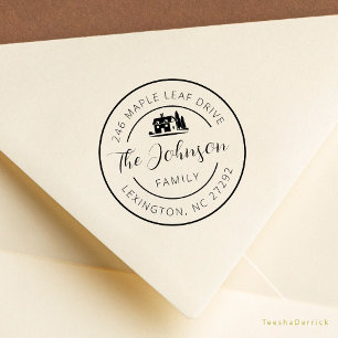 Our New House Address Announcement Round  Rubber Stamp