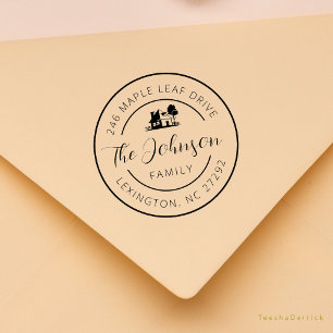 Our New House Address Announcement Round  Rubber Stamp