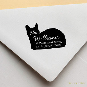 Our New House Announcement Cute Cat Return Address Rubber Stamp