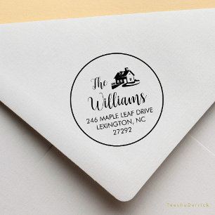 Our New House Announcement Return Address Round  Rubber Stamp