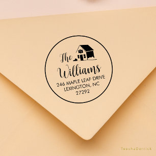 Our New House Announcement Return Address Round  Rubber Stamp