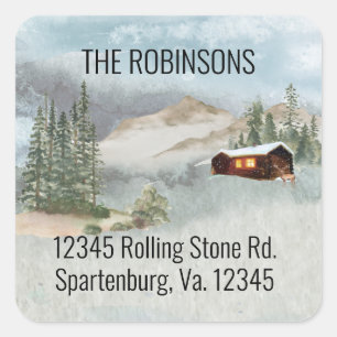Our New Neck of the Woods Cabin Pines Address    Square Sticker