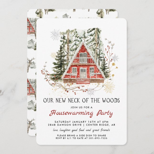 Our New Neck of the Woods Housewarming Party  Invitation (Front/Back)