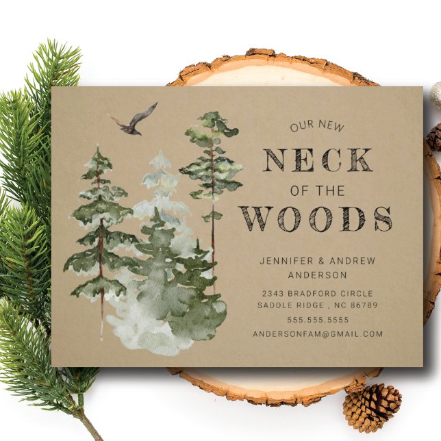 Our New Neck of the Woods | Moving Announcement Po Postcard (Creator Uploaded)