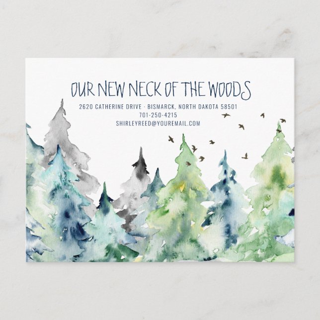 Our New Neck of the Woods | Moving Announcement Postcard (Front)