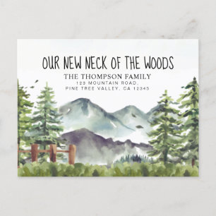 Our New Neck of the Woods Moving Watercolor Announcement Postcard