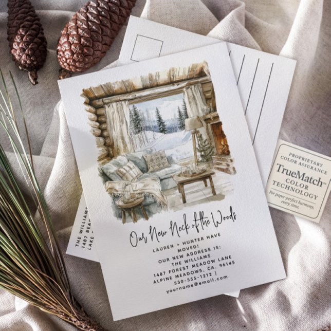 Our New Neck Of The Woods Moving Winter Holiday Announcement Postcard (Creator Uploaded)