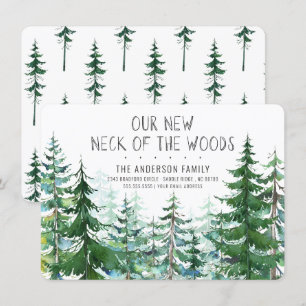 Our New Neck of the Woods Pine Spruce Trees Moving Invitation