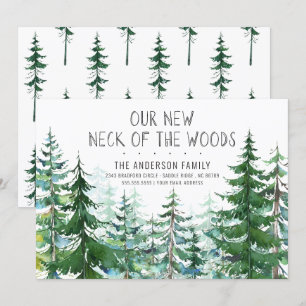 Our New Neck of the Woods Pine Spruce Trees Moving Invitation