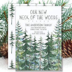 Our New Neck of the Woods Pine Spruce Trees Moving Invitation