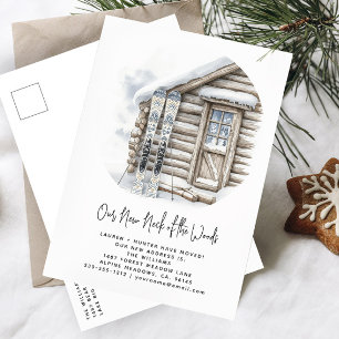 Our New Neck Of The Woods We've Moved Holiday Announcement Postcard